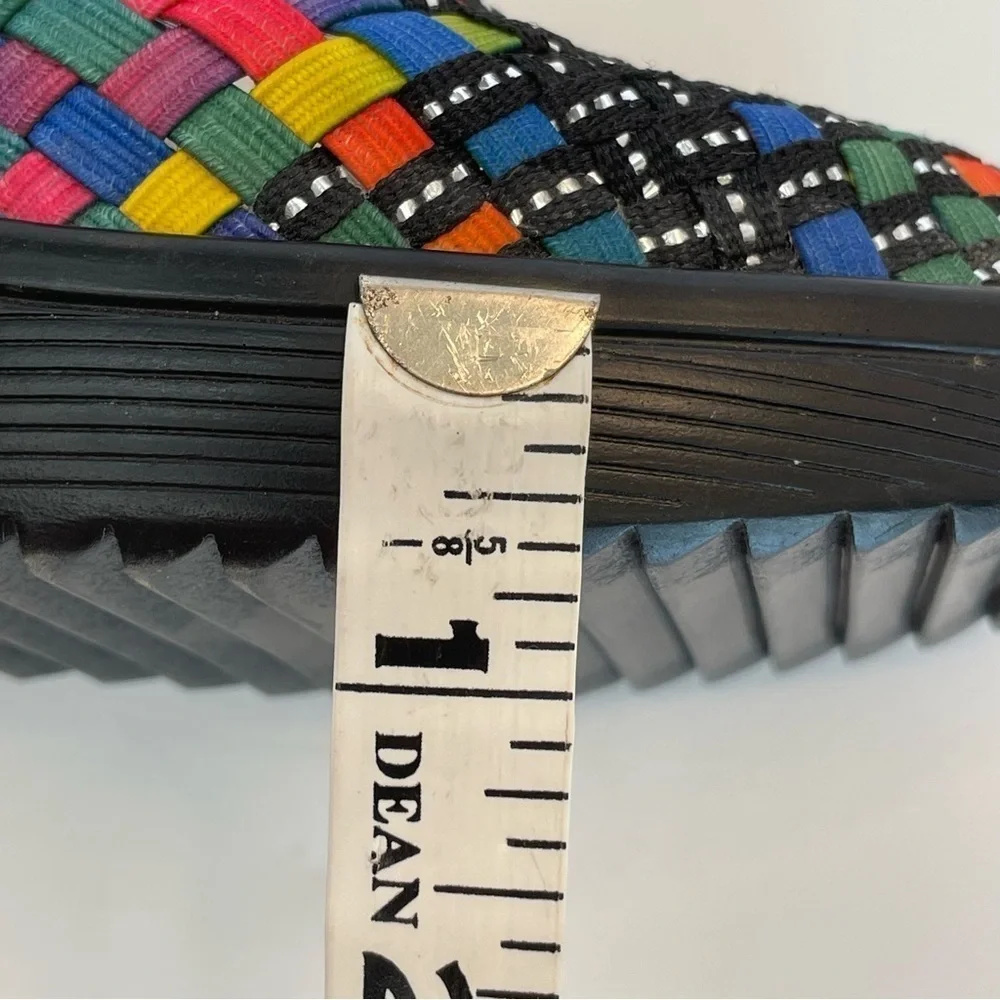 Bare Traps Umma Colorful Bright Rainbow Woven Black Wedges sz 5.5 Party Festival